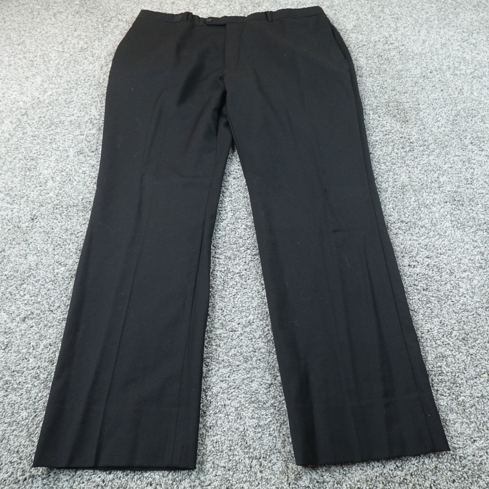 Tommy Hilfiger Pants Mens 40X32 Black Wool Dress Slacks Chino Trouser Flat Front